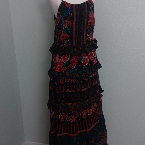 FARM Rio Fruit Paradise Chiffon Tiered Maxi Sundress Sz L - Picture 2 of 8